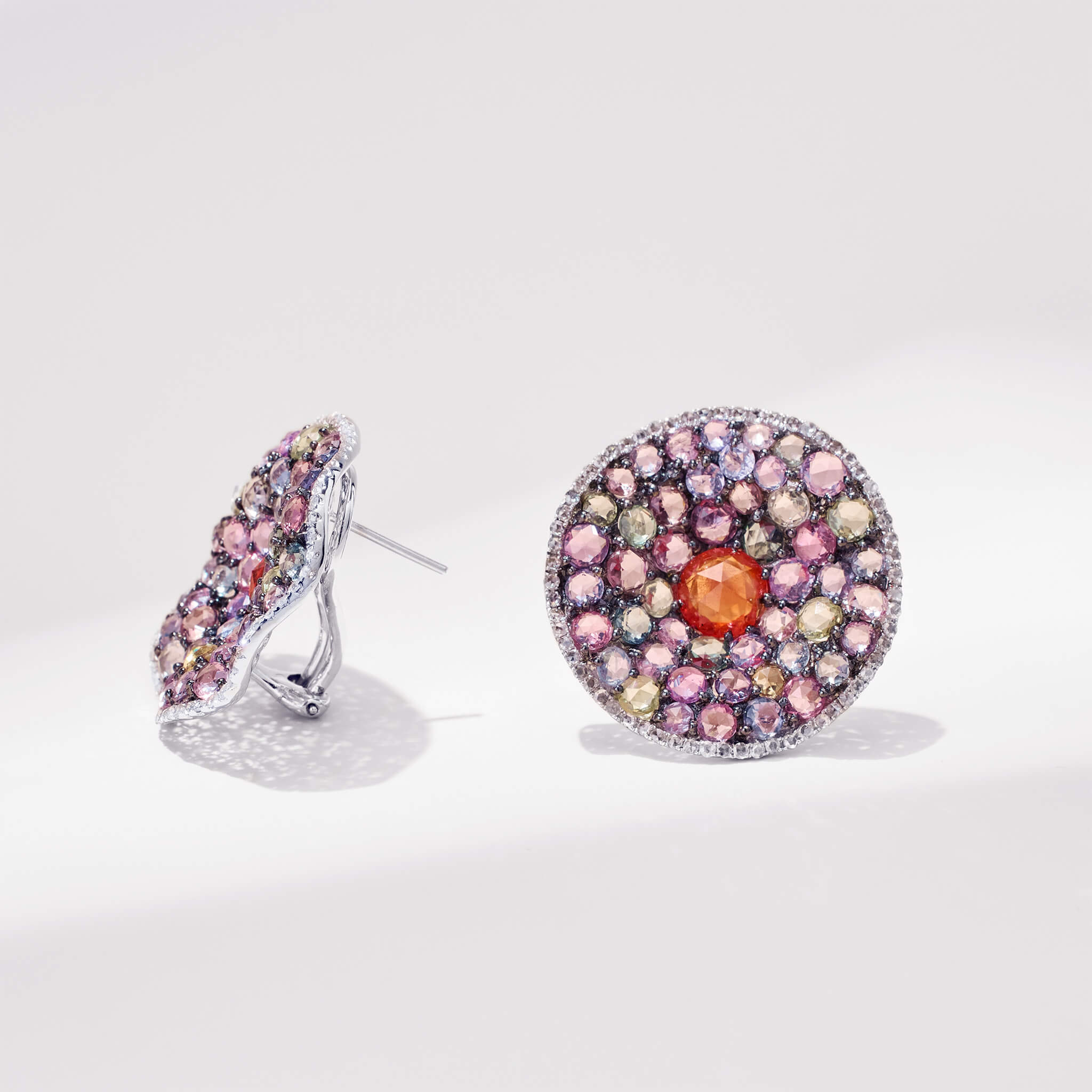 Circular floral cluster earrings