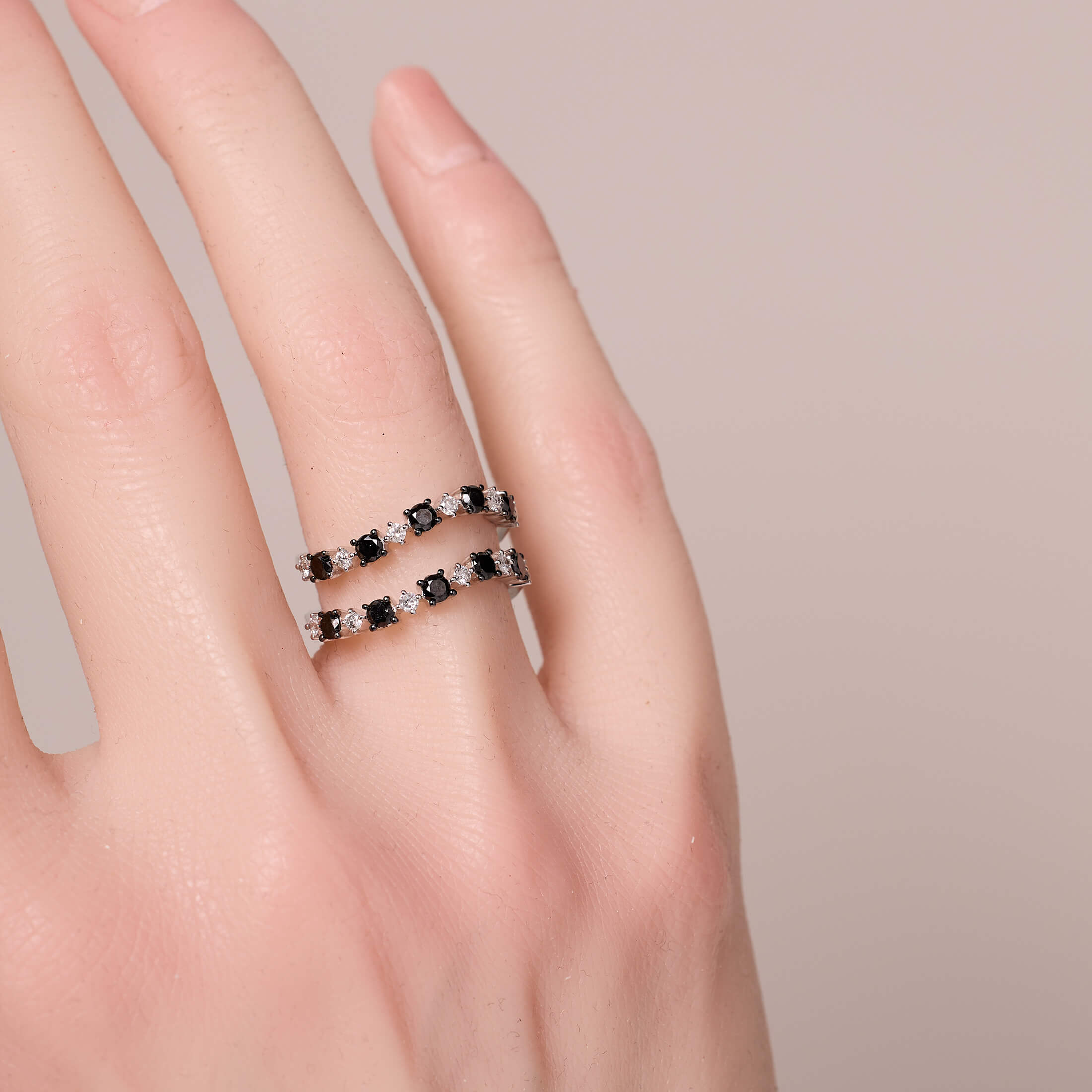 Double-row open band ring