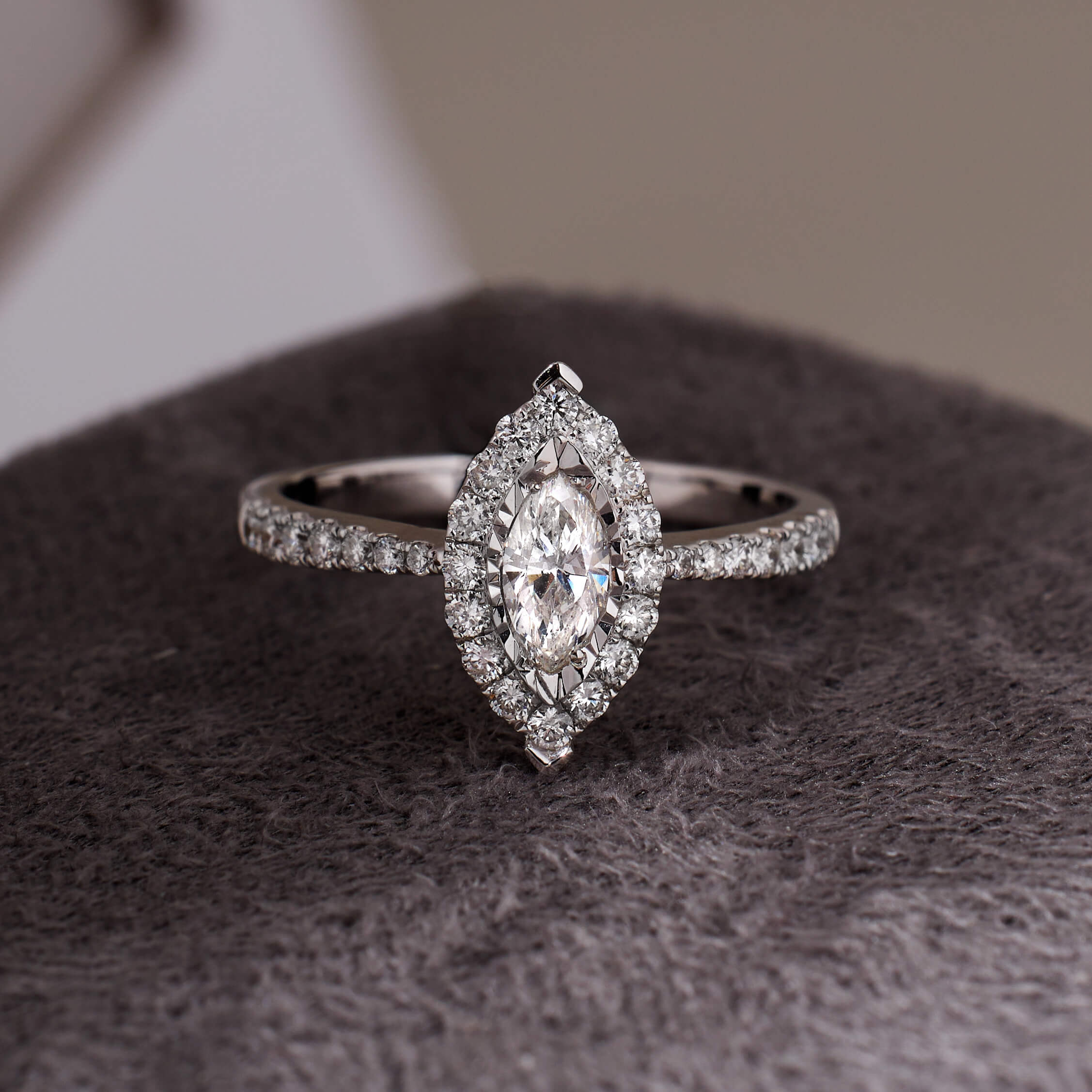 Marquise Halo Diamond Ring