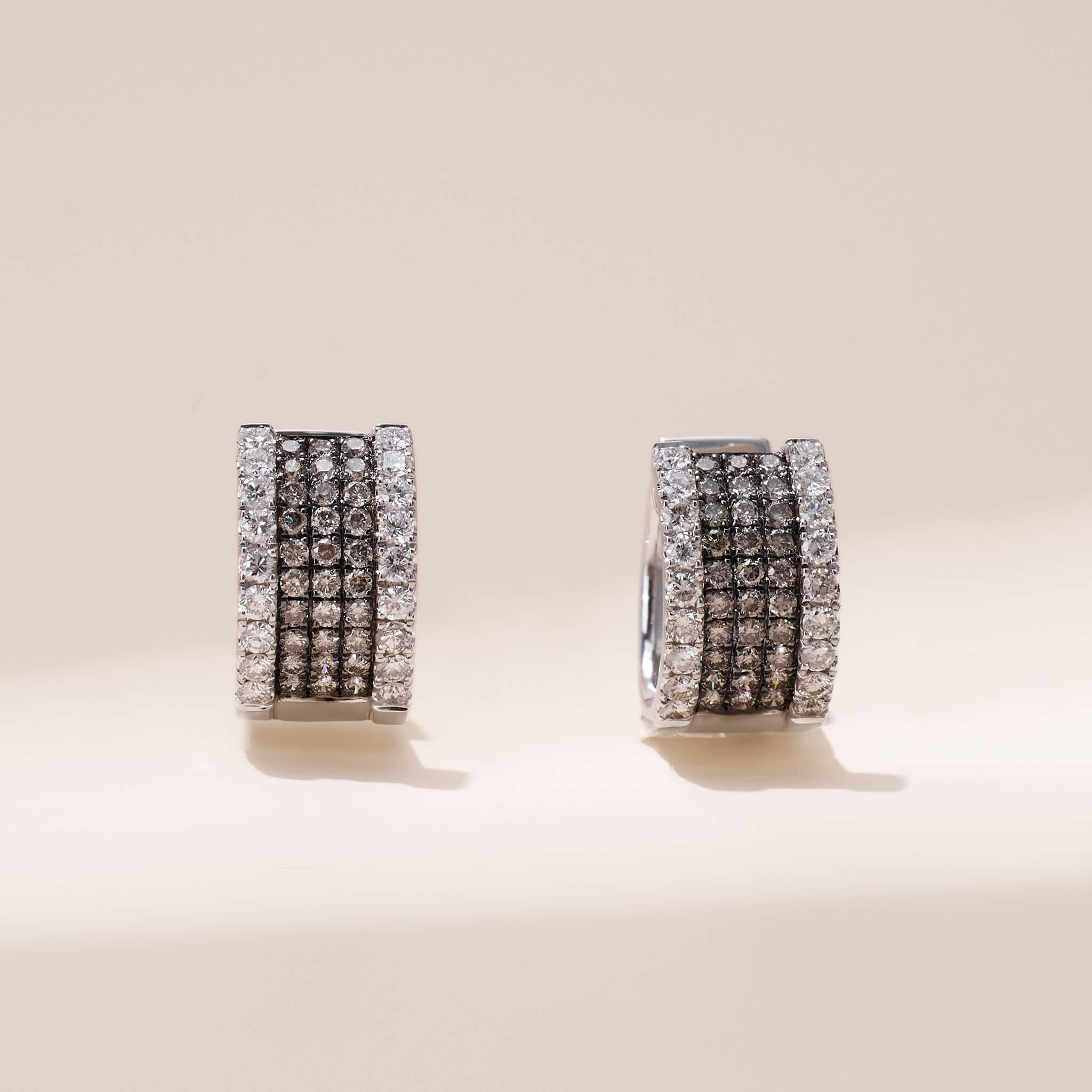 Multi – row stone loop earrings