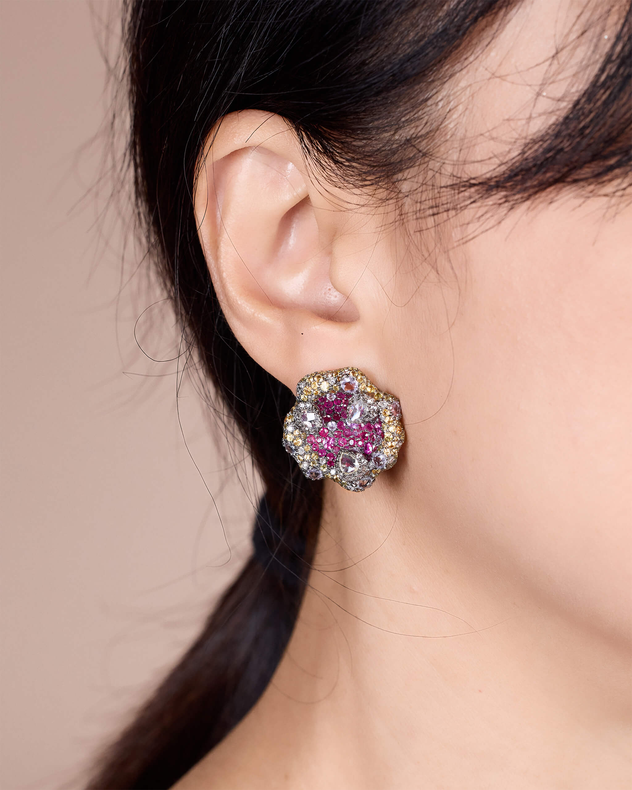 Floral lever – back earrings