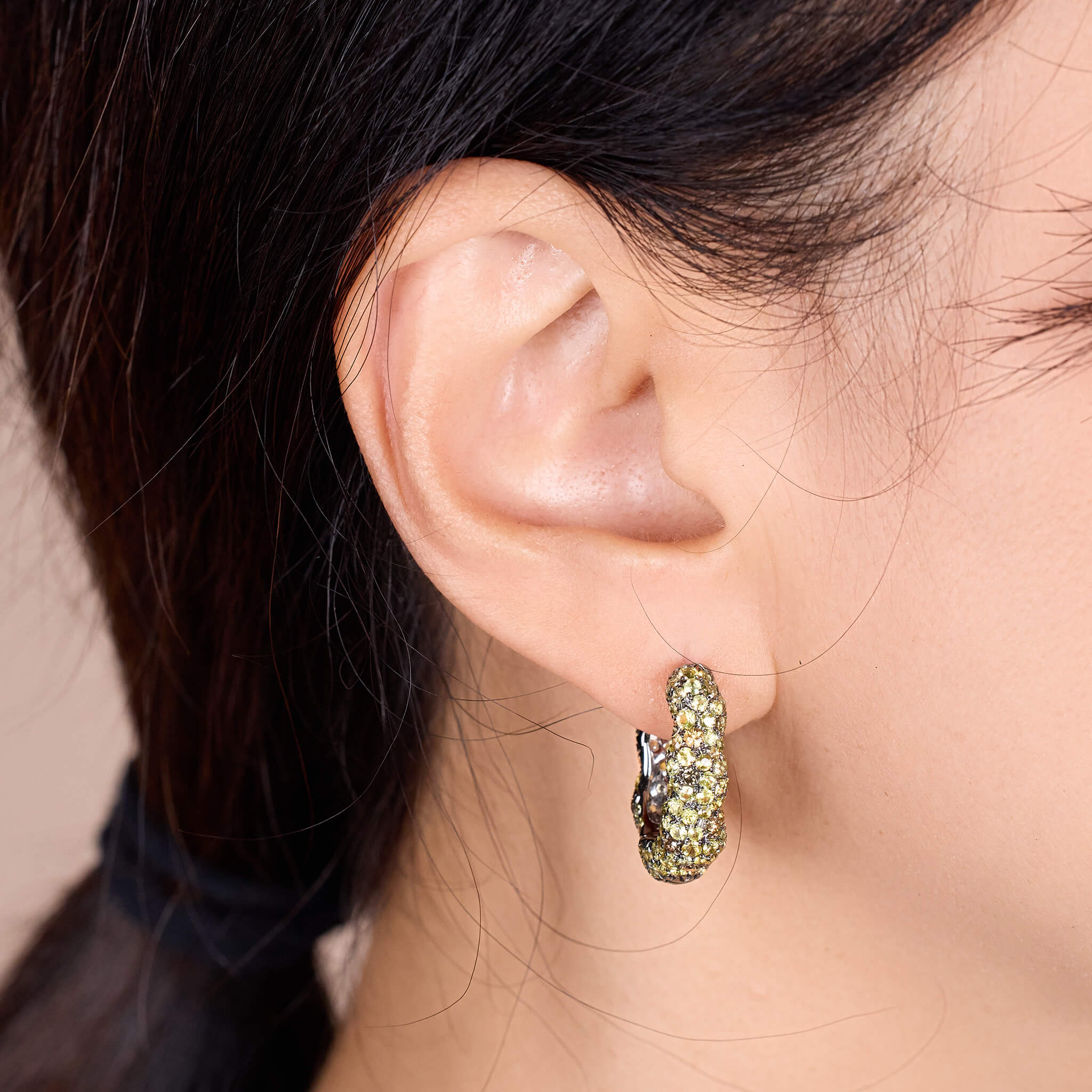 Twisted Gem Hoop Earring