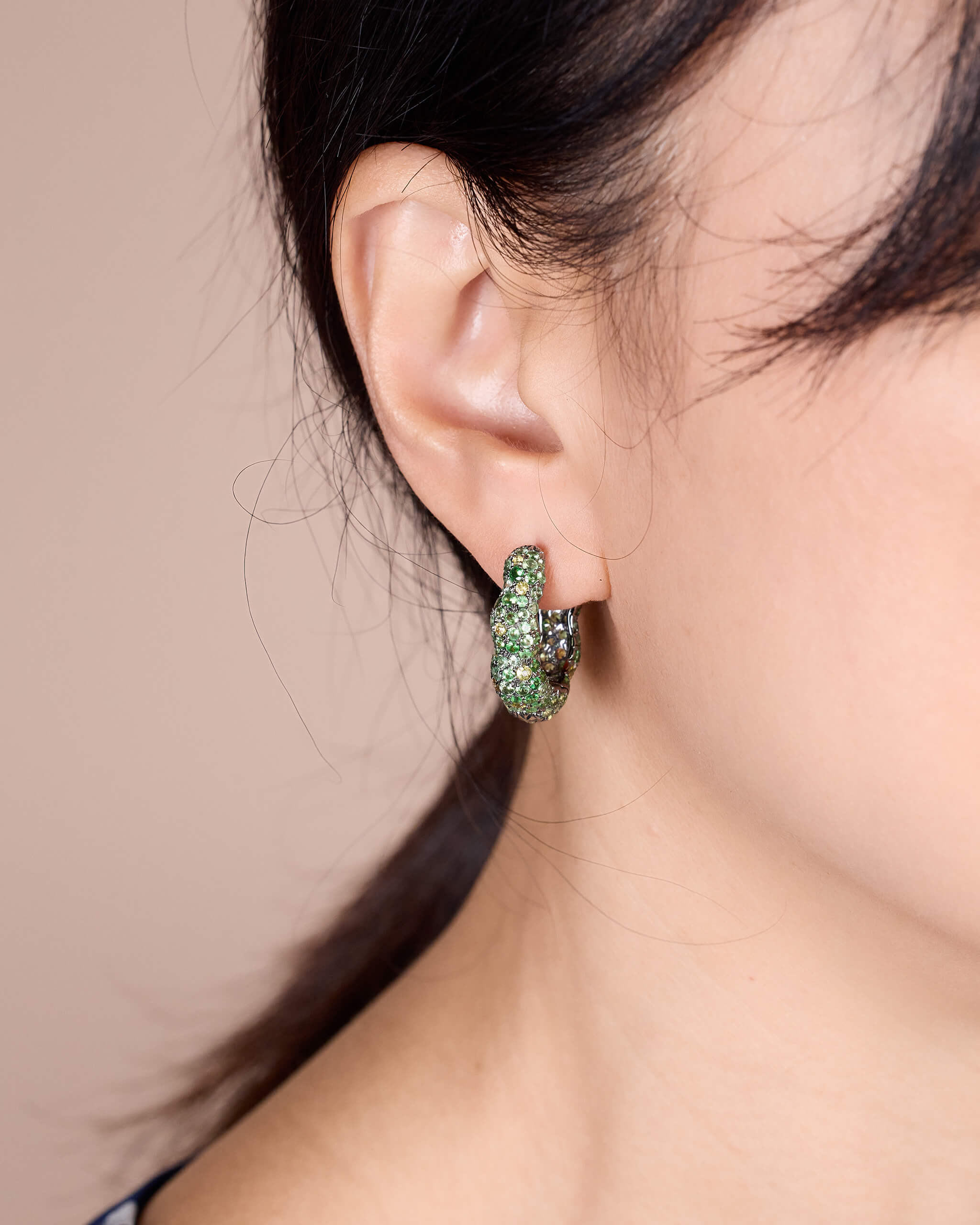 Textured Gem Hoop Earrings