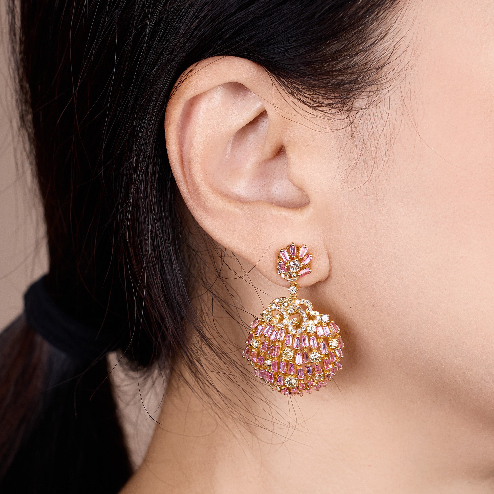 Two – tiered Cluster Earrings