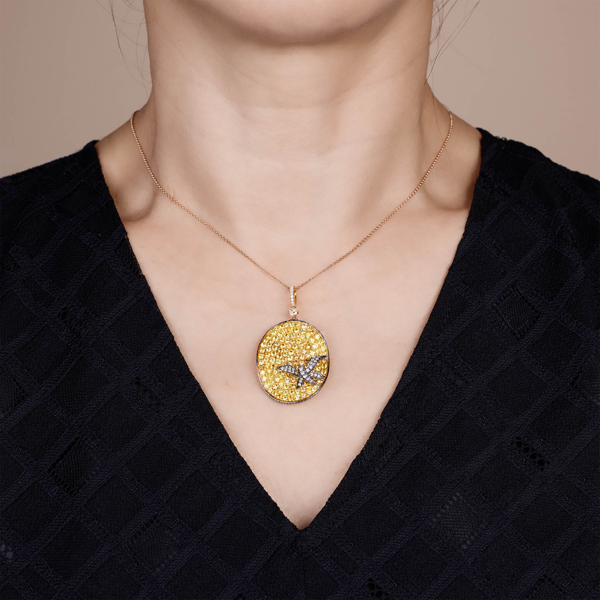 Dragonfly Oval Pendant Necklace