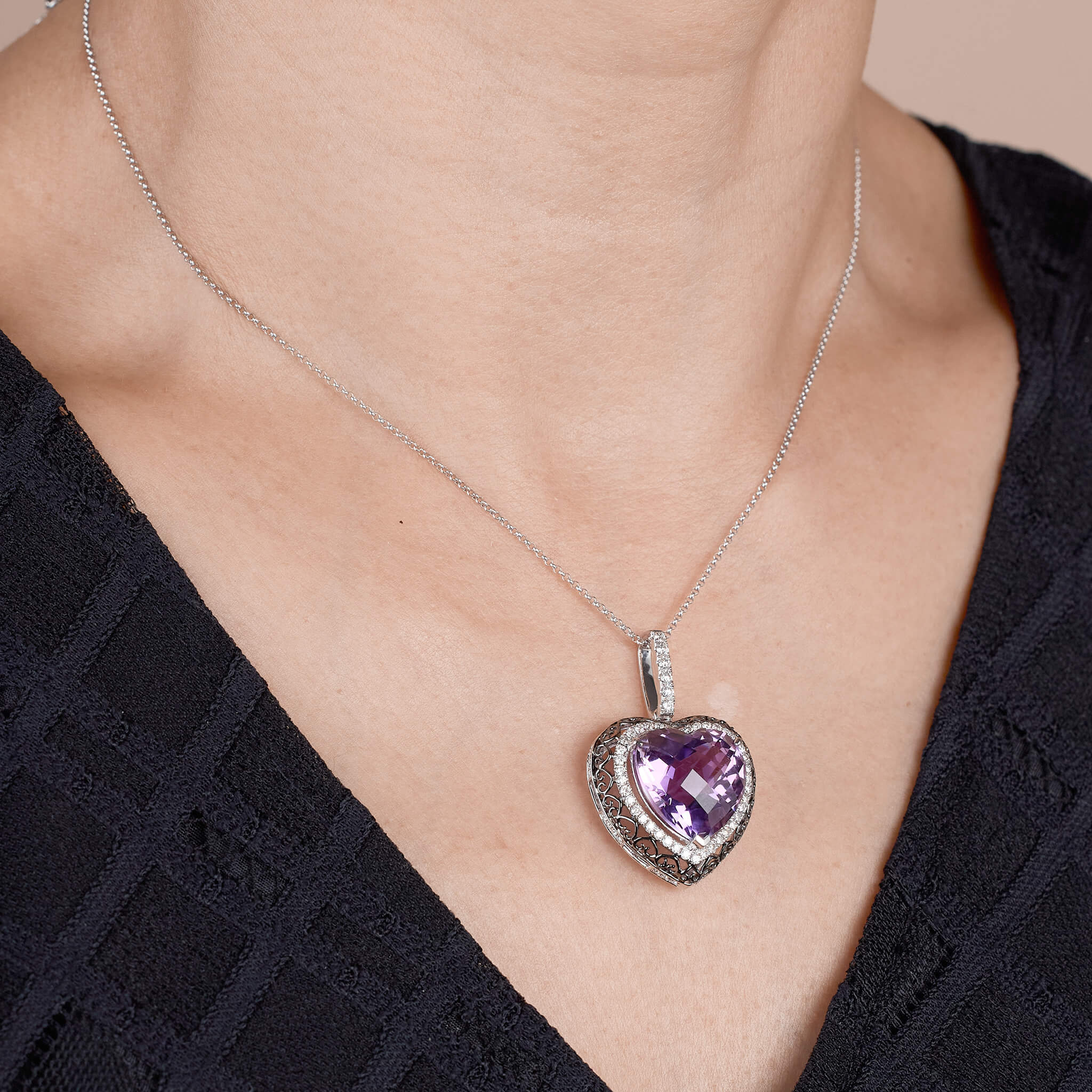 Heart Gem Halo Necklace