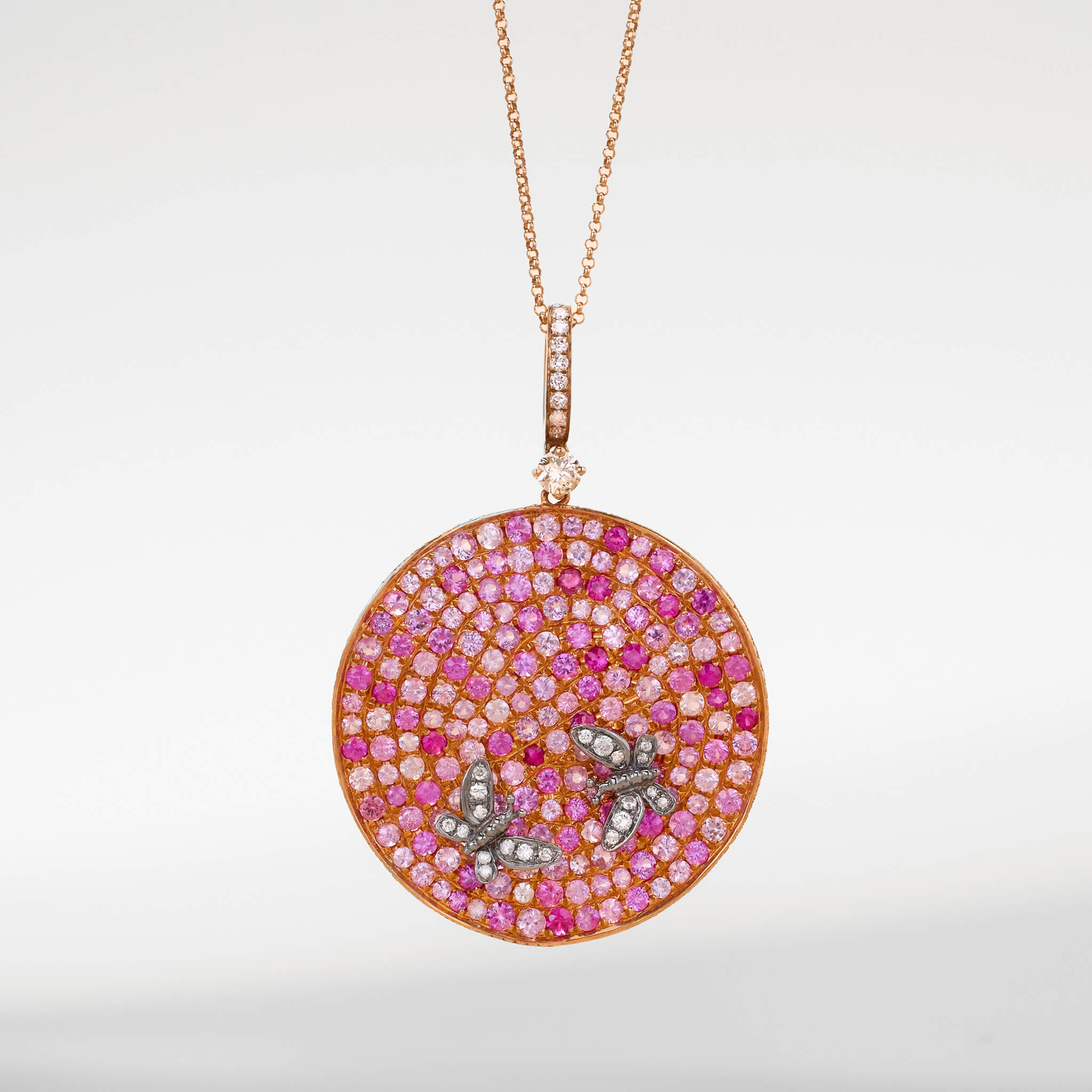 Circular Butterfly Medallion Necklace