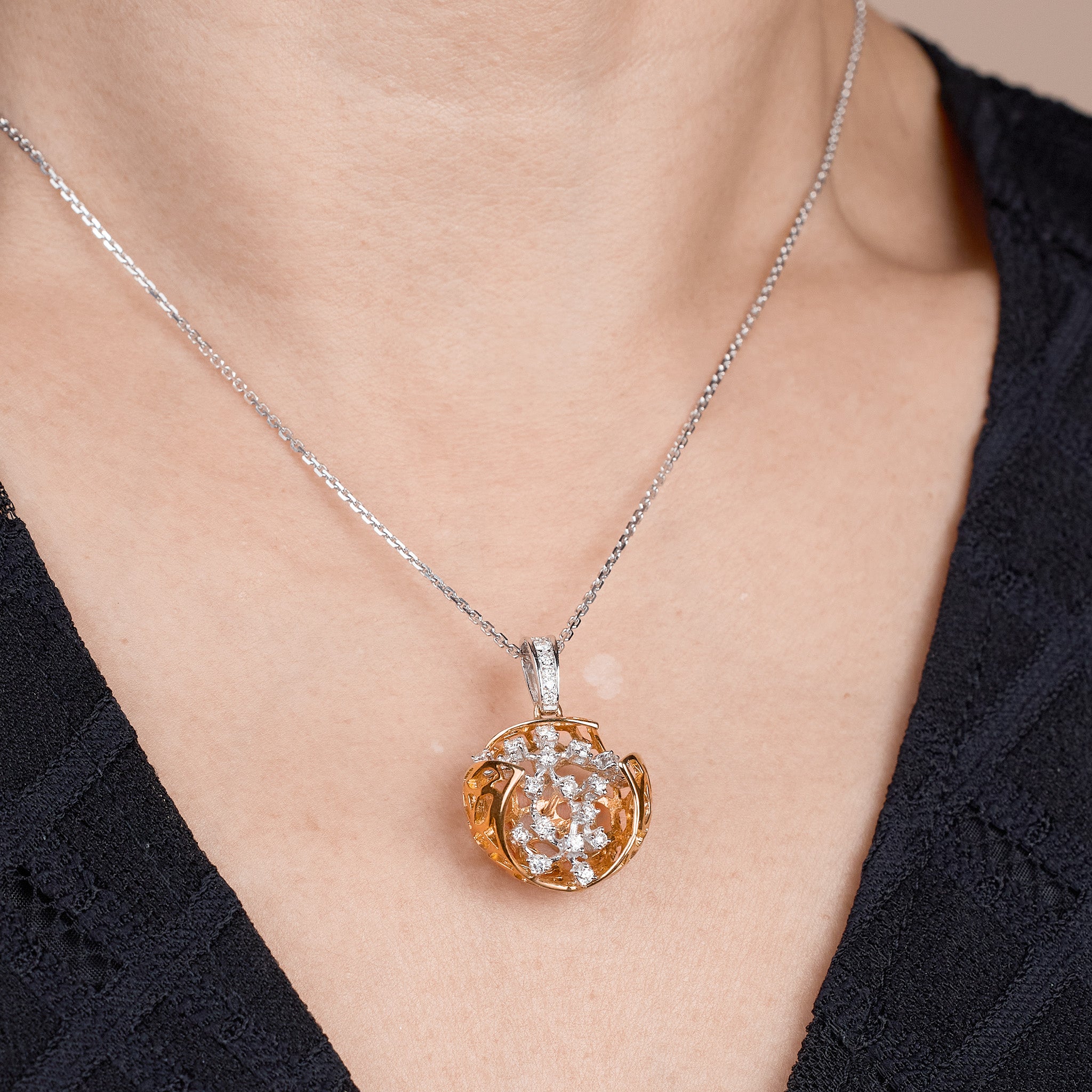 Spherical Filigree Stone Necklace