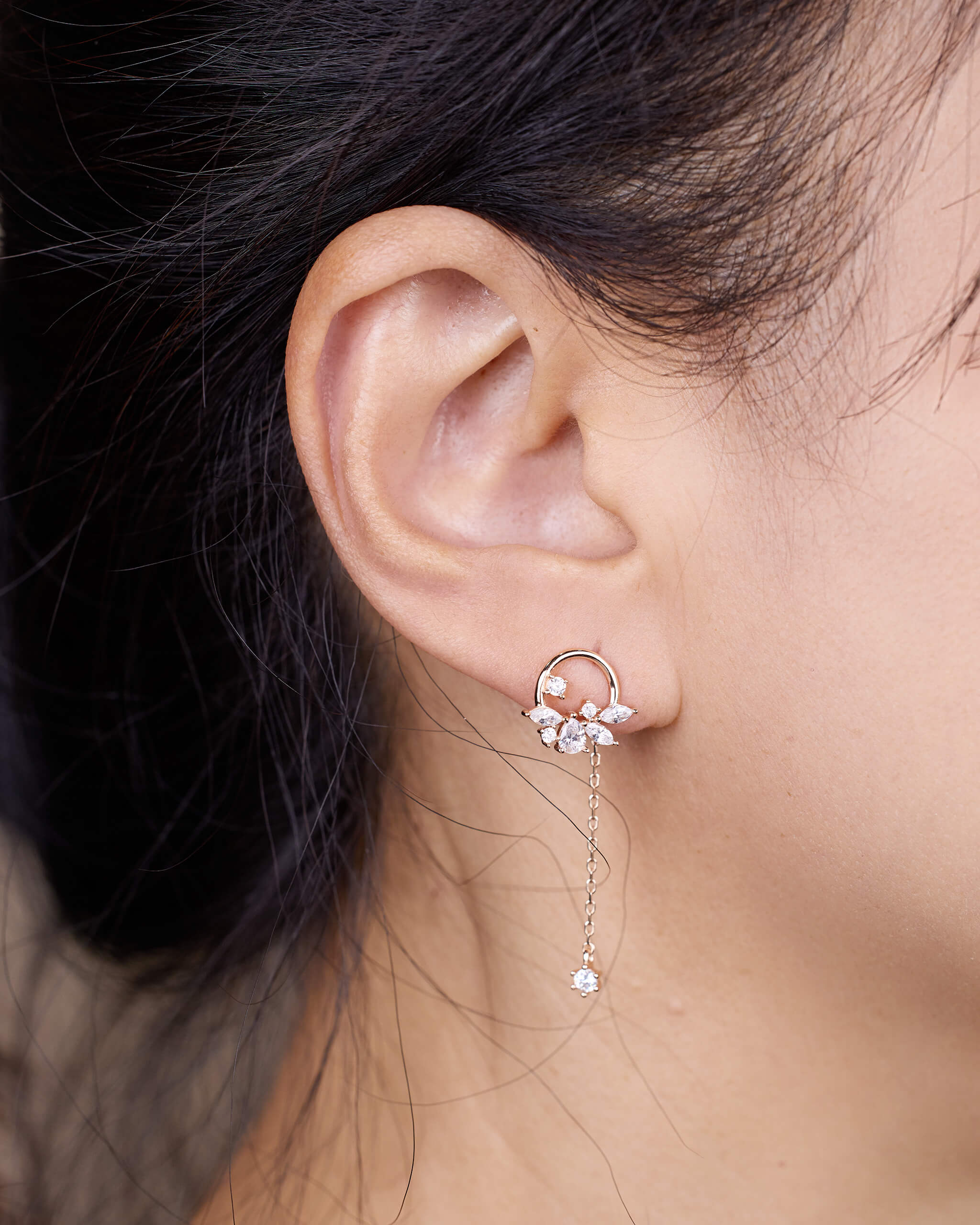 Cluster Chain Drop Earrings