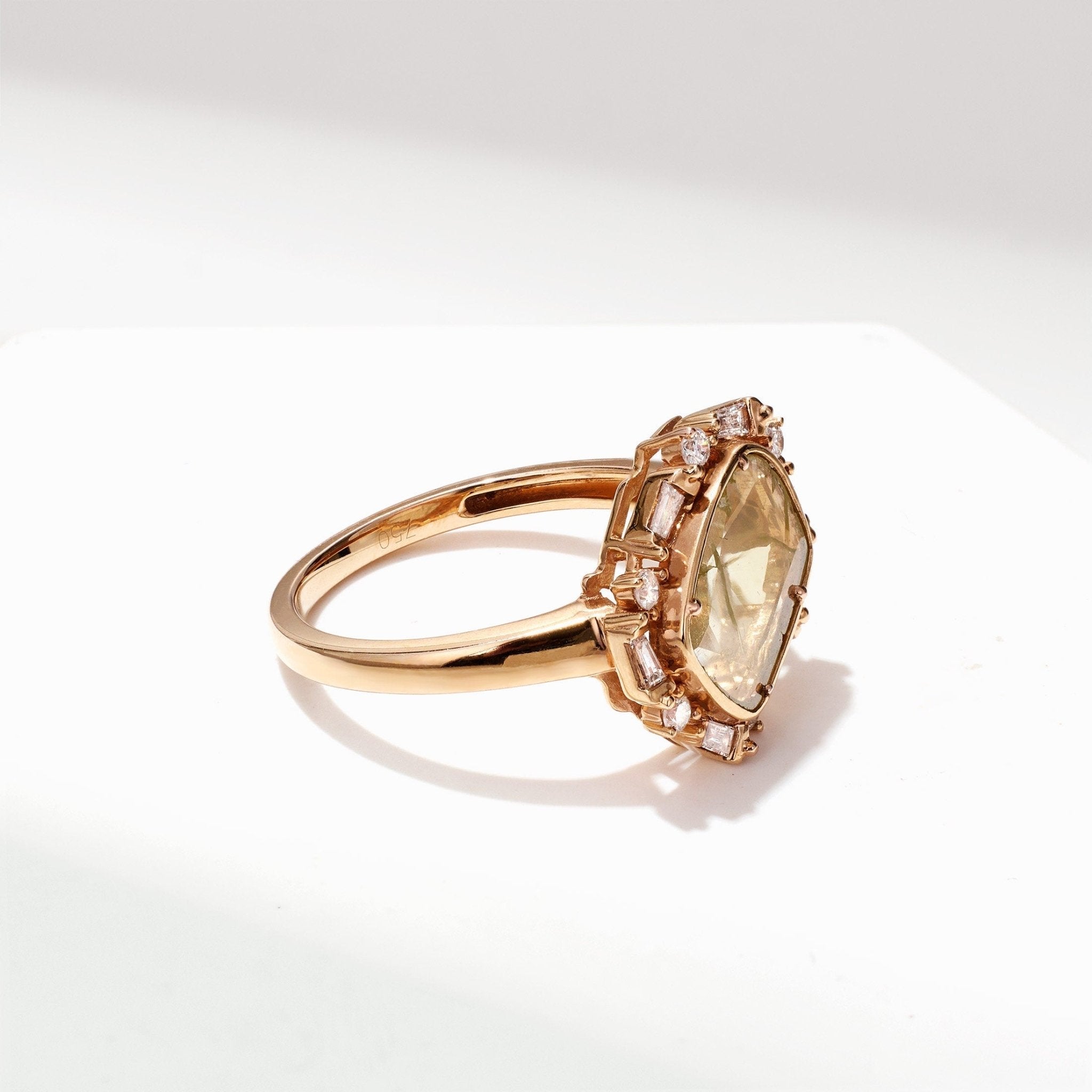Gemstone and Diamond Framed Ring