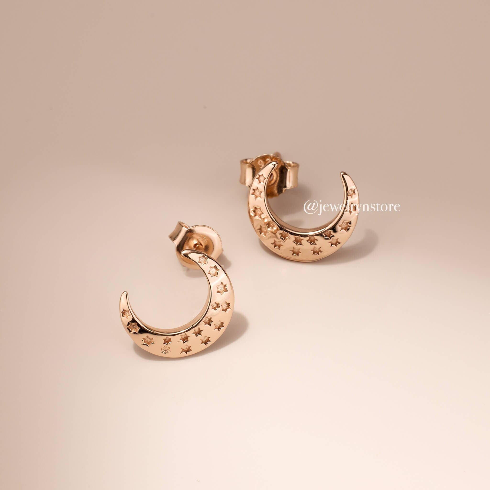 Crescent Moon Stud Earrings