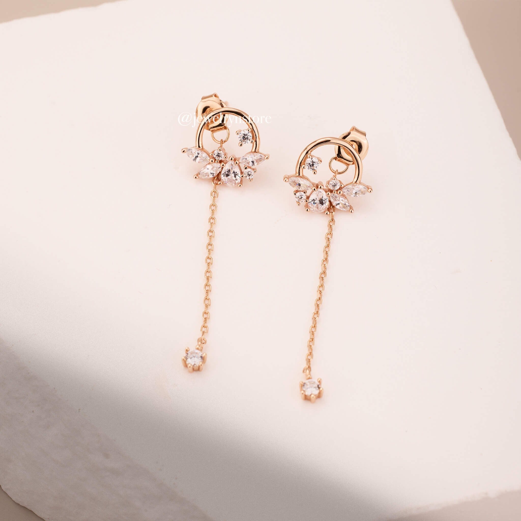 Cluster Chain Drop Earrings