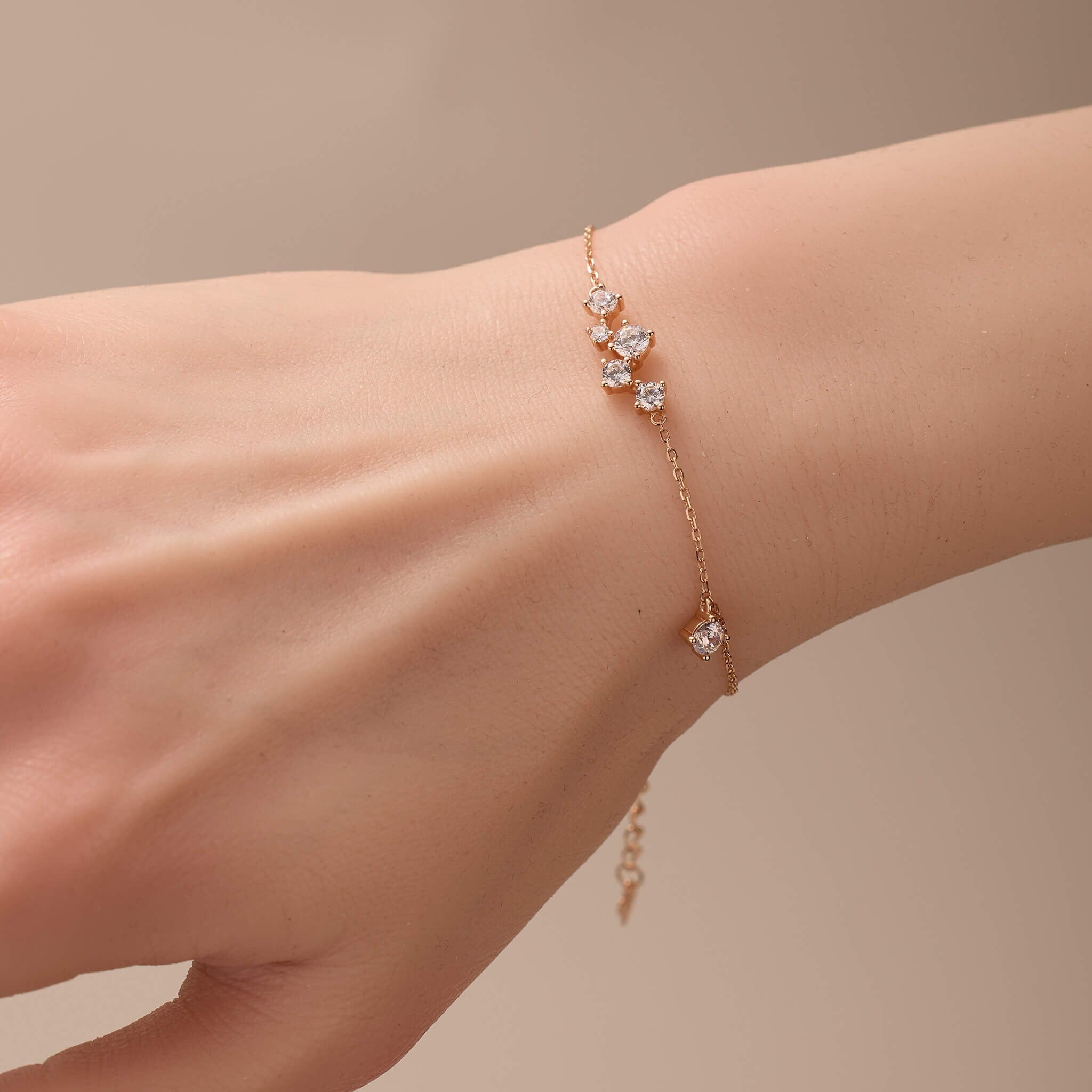Adjustable Gem Cluster Bracelet