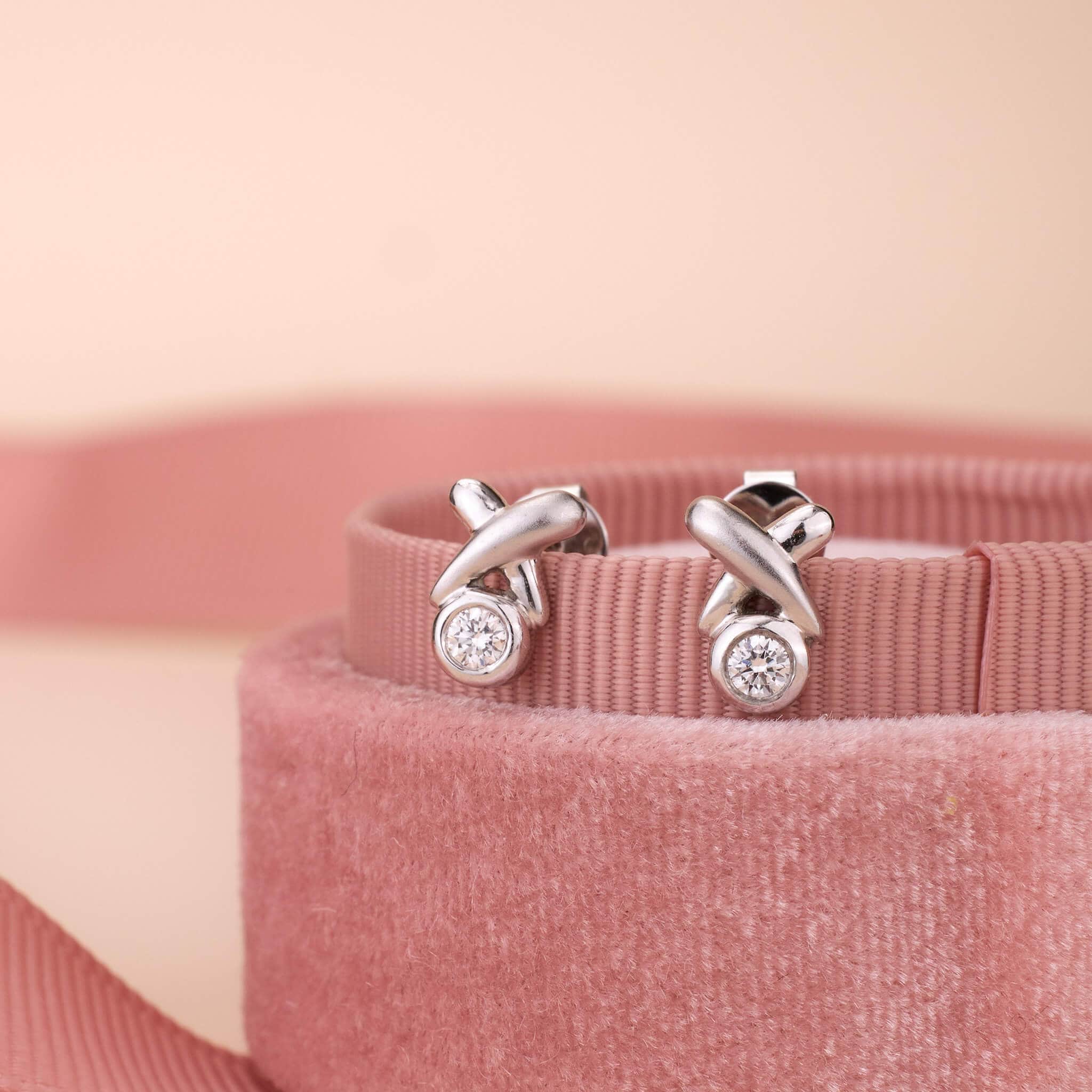 X-shaped bezel earrings