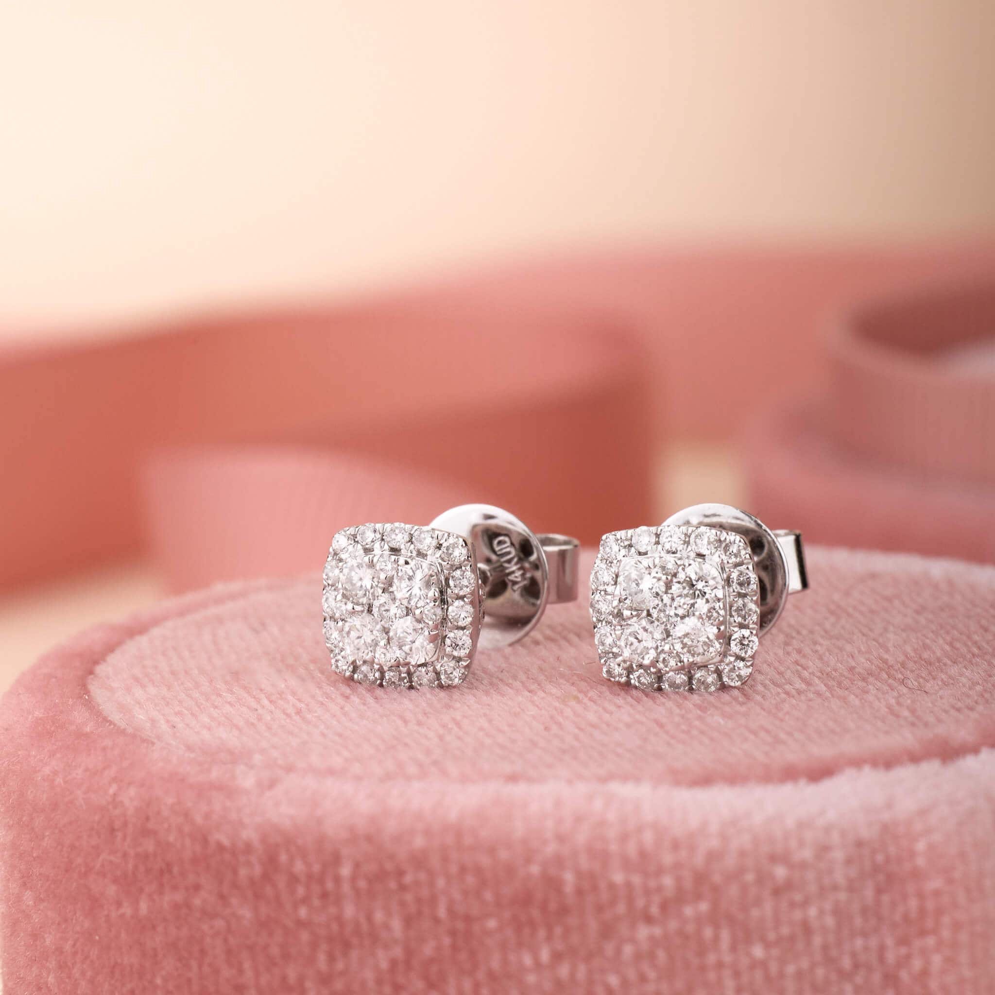 Square Halo Stud Earrings