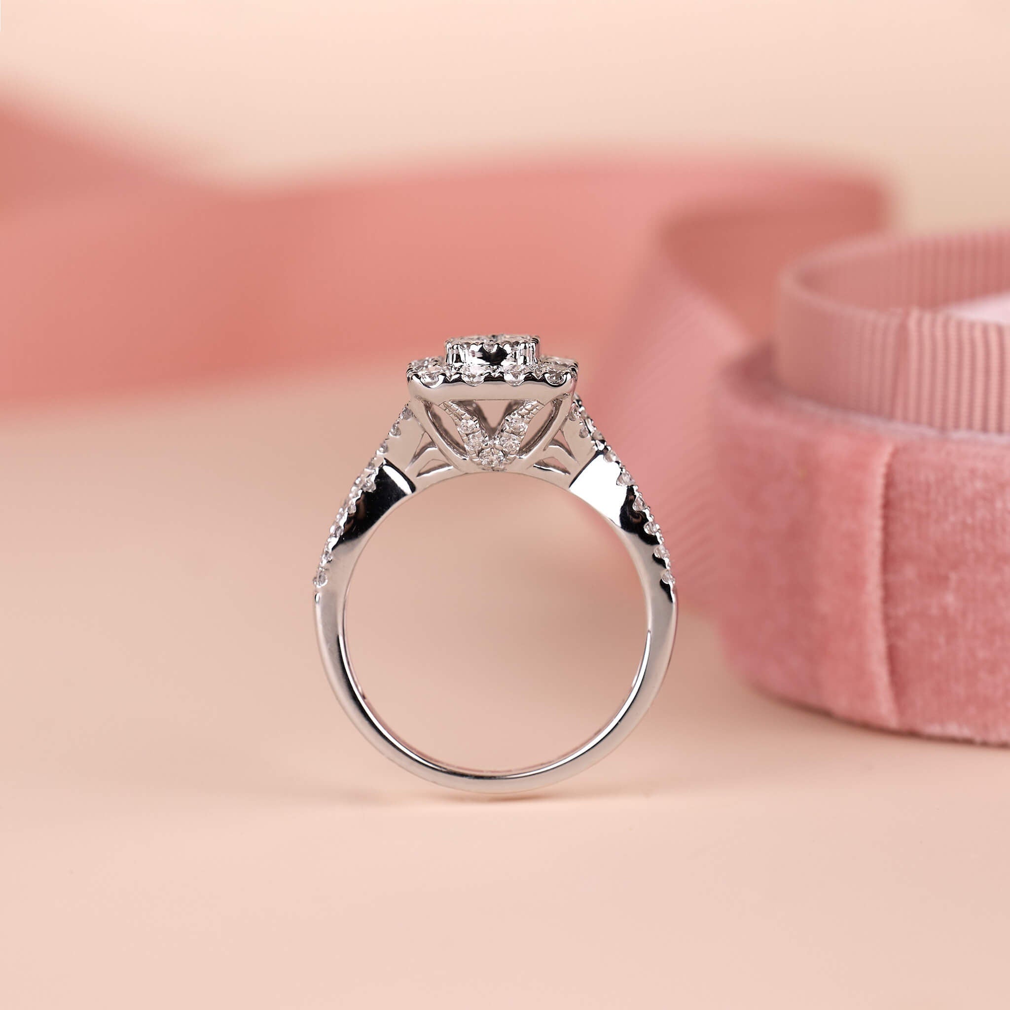 Split Band Diamond Cluster Ring