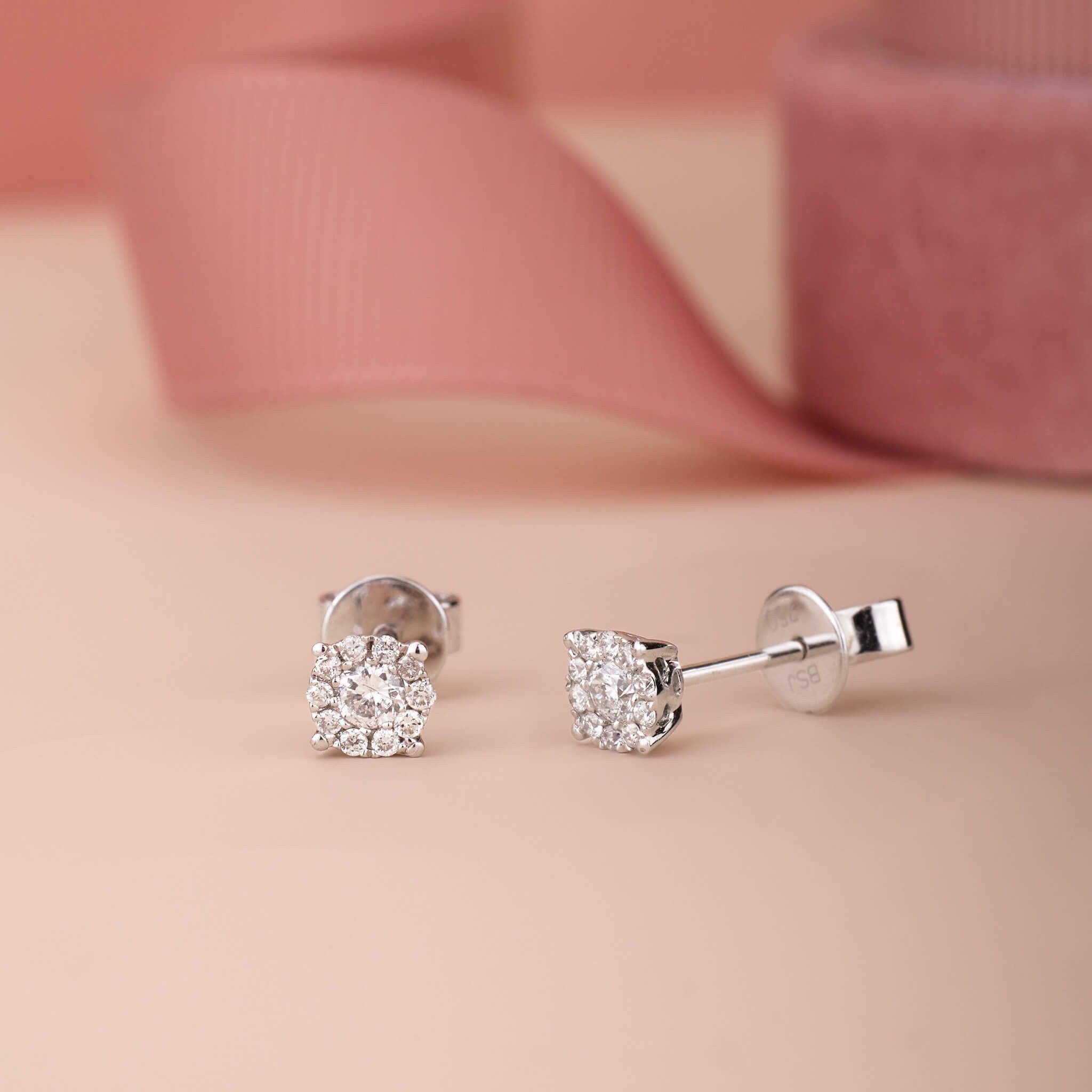 Halo cluster earrings