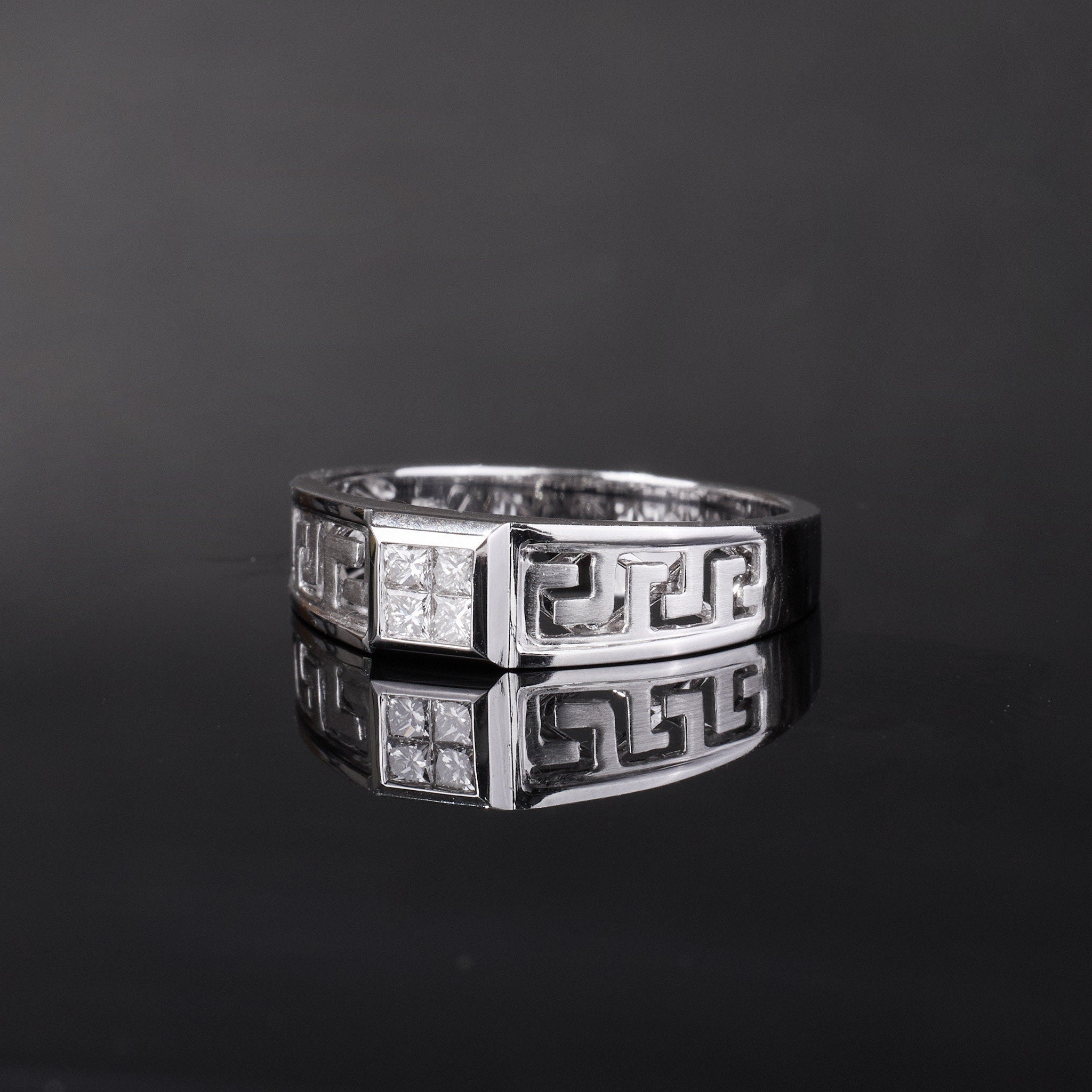 Greek Key Gem Ring
