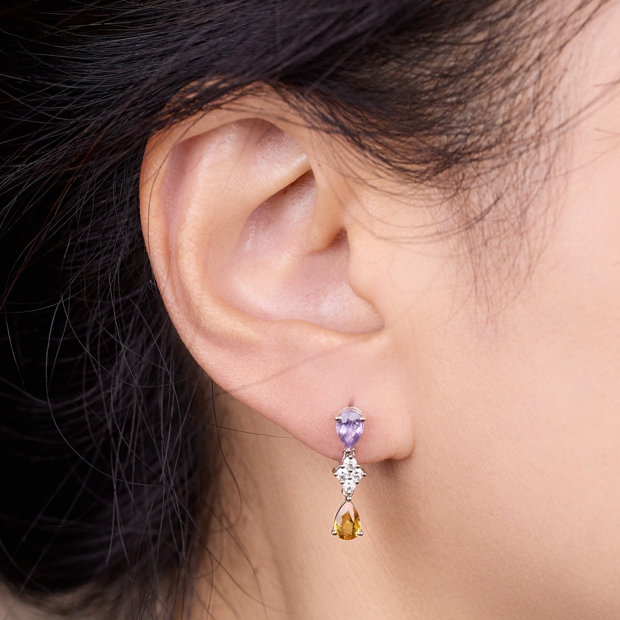 Pear and Cluster Earrings